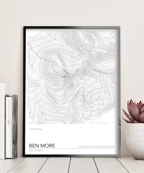 Contour Map Print Ben More, Mull - Image 2