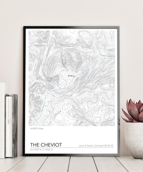 Contour Map Print The Cheviot - Image 2