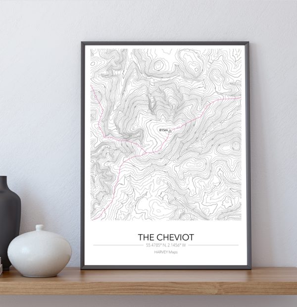 Contour Map Print The Cheviot - Image 3