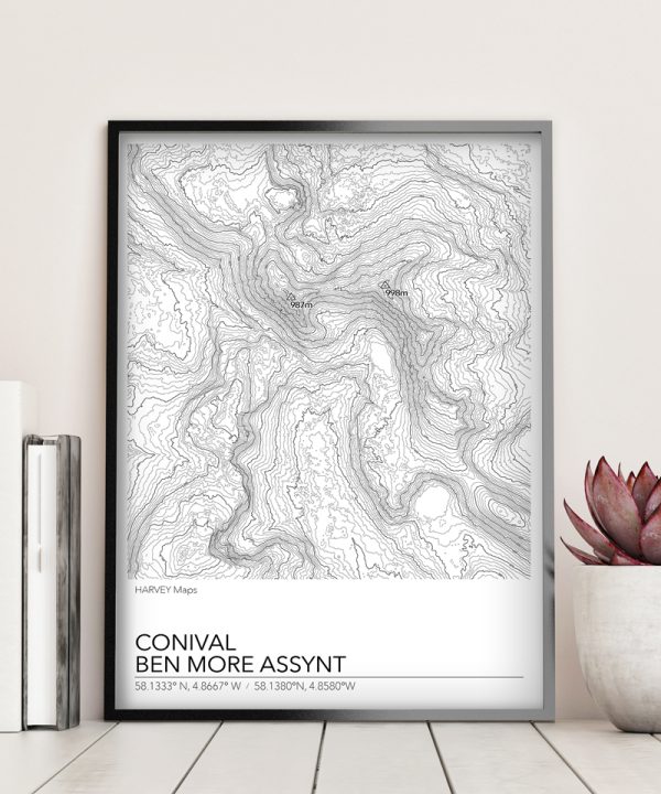 Contour Map Print Conival & Ben More Assynt - Image 2