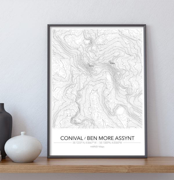 Contour Map Print Conival & Ben More Assynt - Image 3