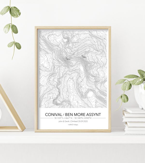 Contour Map Print Conival & Ben More Assynt - Image 4