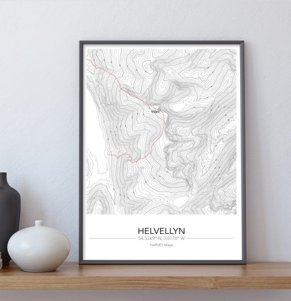 Contour Map Print Helvellyn - Image 3