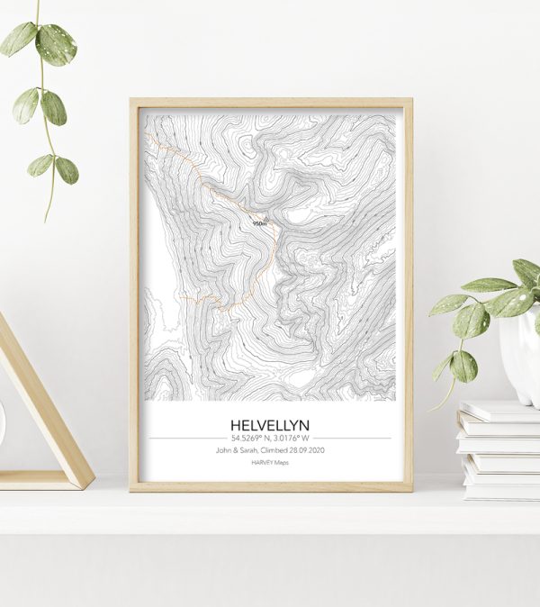 Contour Map Print Helvellyn - Image 4