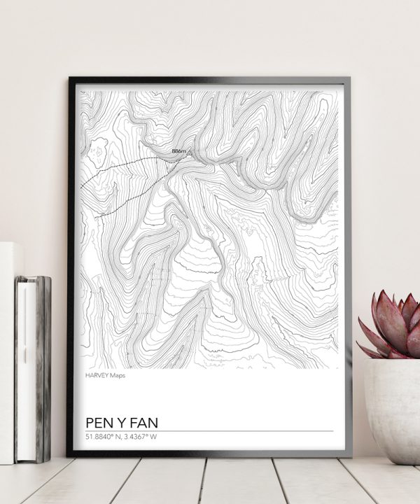 Contour Map Print Pen Y Fan - Image 2