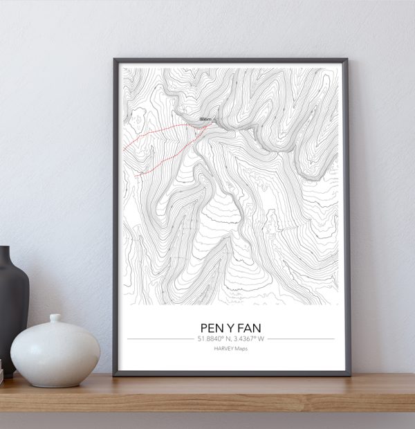 Contour Map Print Pen Y Fan - Image 3