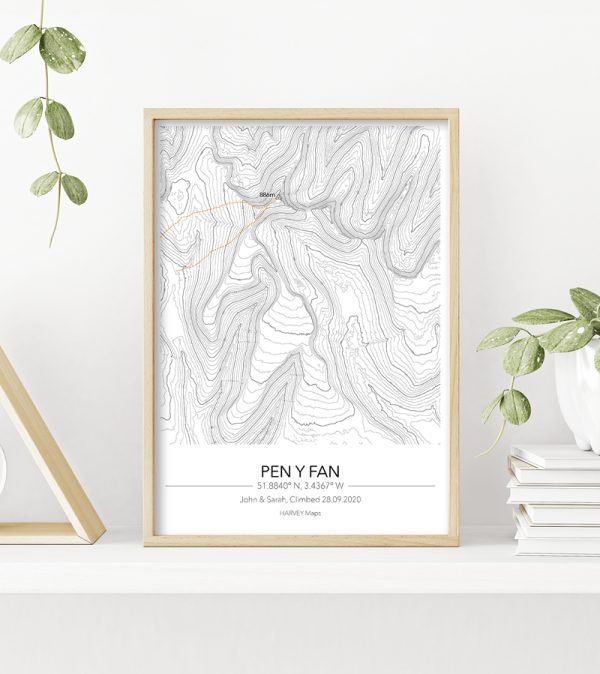 Contour Map Print Pen Y Fan - Image 4