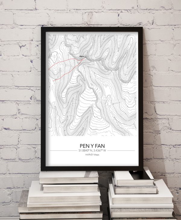 Contour Map Print Pen Y Fan - Image 5