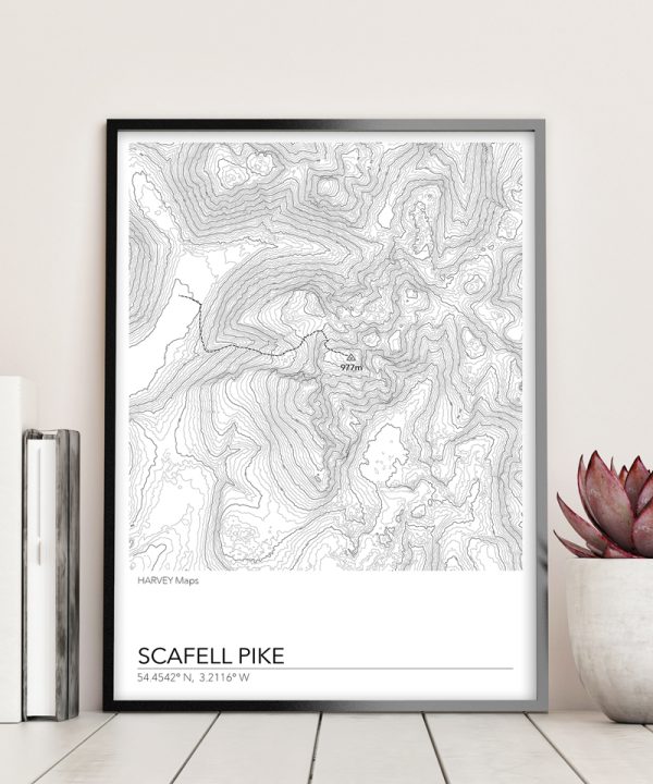Contour Map Print Scafell Pike - Image 2