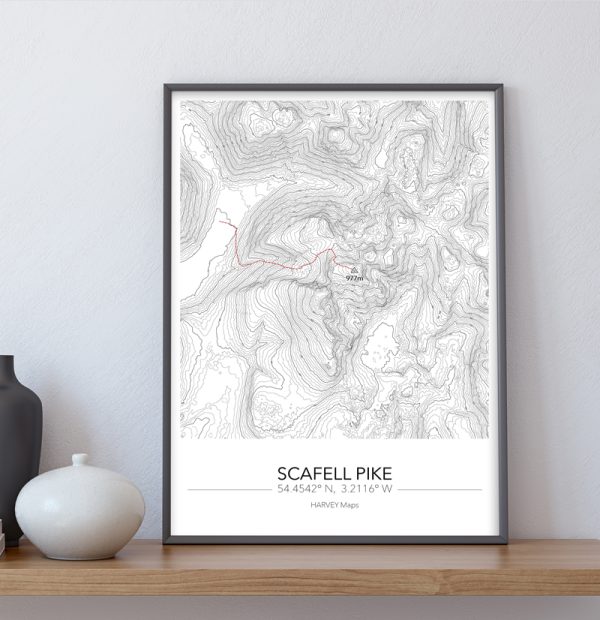 Contour Map Print Scafell Pike - Image 3