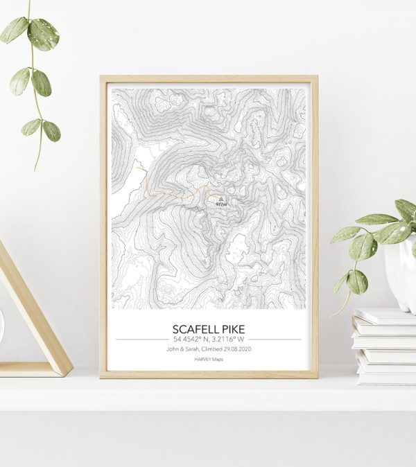 Contour Map Print Scafell Pike - Image 4