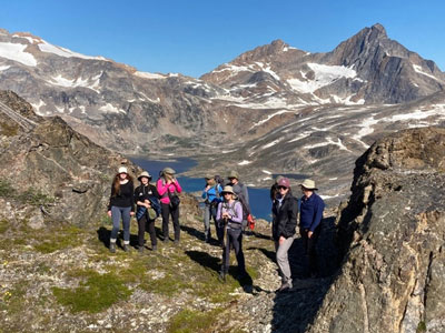 Group hiking in heat