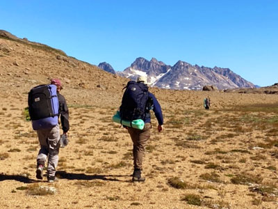 Mountain walking in summer